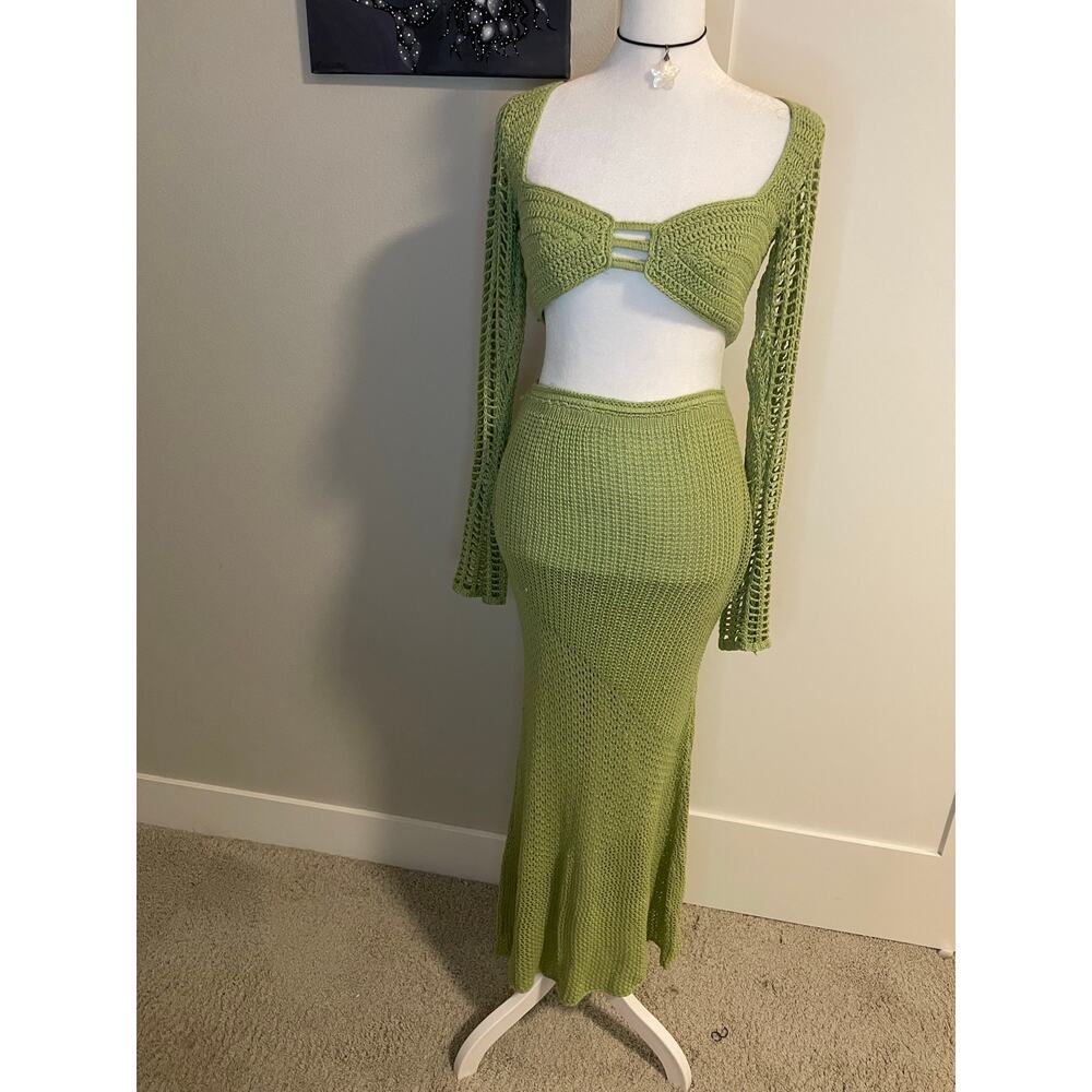 tiger mist crochet knit two piece set
